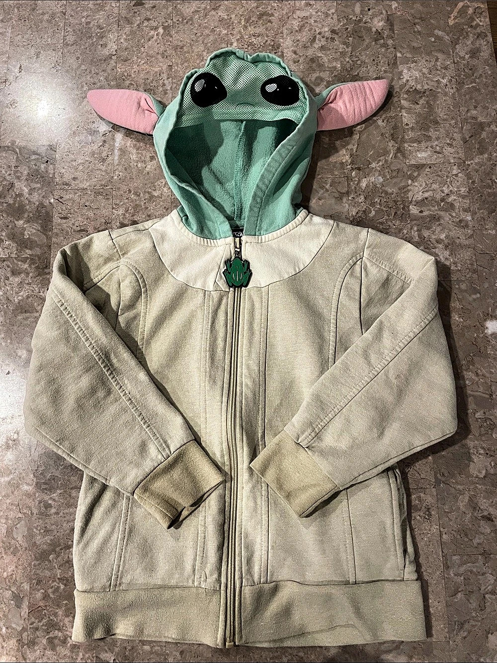 Star Wars The Mandalorian Grogu Cosplay Fleece Zip-Up Hoodie Halloween